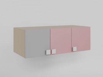 Антресоль на шкаф 3-х створчатый (Розовый/Серый/корпус Клен) в Енисейске - enisejsk.mebel54.com | фото