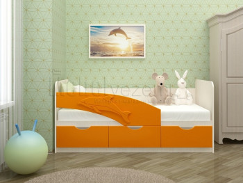 Дельфин-3 Кровать детская 3 ящика без ручек 1.8 Оранжевый глянец в Енисейске - enisejsk.mebel54.com | фото