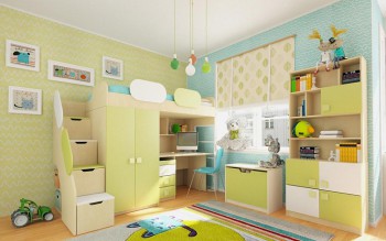 Детская комната Эппл (Зеленый/Белый/корпус Клен) в Енисейске - enisejsk.mebel54.com | фото