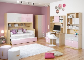 Детская комната Грэйси (Розовый/Серый/корпус Клен) в Енисейске - enisejsk.mebel54.com | фото