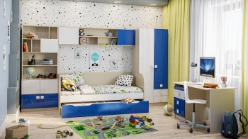 Детская комната Скай Люкс (Синий/Белый/корпус Клен) в Енисейске - enisejsk.mebel54.com | фото
