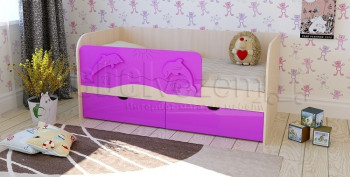 Друзья Кровать детская 2 ящика 1.6 Фиолетовый глянец в Енисейске - enisejsk.mebel54.com | фото