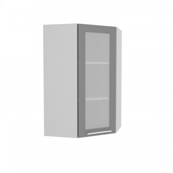 Гарда ВПУС 550 шкаф верхний угловой со стеклом высокий (Серый Эмалит/корпус Серый) в Енисейске - enisejsk.mebel54.com | фото
