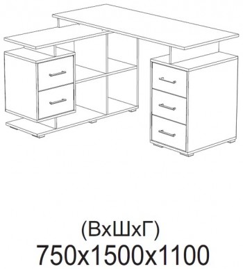 Компьютерный стол угловой СКМУ-3 белый в Енисейске - enisejsk.mebel54.com | фото