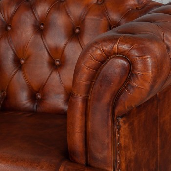 Кресло кожаное Лофт Честер-Нью (Коричневый, Рыжий) в Енисейске - enisejsk.mebel54.com | фото