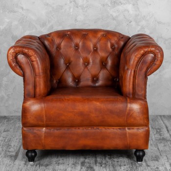Кресло кожаное Лофт Честер-Нью (Коричневый, Рыжий) в Енисейске - enisejsk.mebel54.com | фото