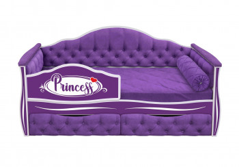 Кровать 160 серии Иллюзия 2 ящика 32 Фиолетовый (мягкие боковые накладки/подушка валик) в Енисейске - enisejsk.mebel54.com | фото