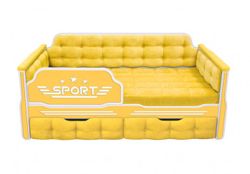 Кровать 160 серии Спорт 2 ящика 74 Жёлтый (мягкие боковые накладки) в Енисейске - enisejsk.mebel54.com | фото