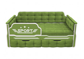 Кровать 160 серии Спорт 2 ящика 76 Зелёный (мягкие боковые накладки) в Енисейске - enisejsk.mebel54.com | фото
