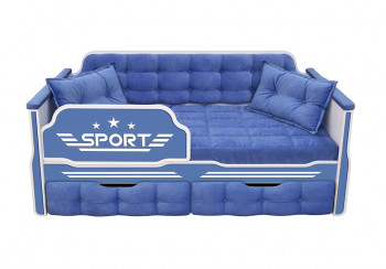Кровать 160 серии Спорт 2 ящика 85 Синий (подушки) в Енисейске - enisejsk.mebel54.com | фото