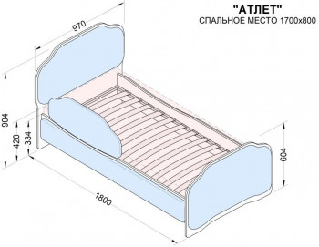 Кровать 170 Атлет 29 Синий (мягкий бортик) в Енисейске - enisejsk.mebel54.com | фото