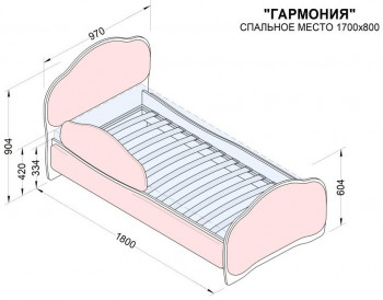 Кровать 170 Гармония 32 Фиолетовый (мягкий бортик) в Енисейске - enisejsk.mebel54.com | фото