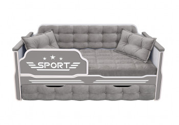 Кровать 170 серии Спорт 1 ящик 45 Серый (подушки) в Енисейске - enisejsk.mebel54.com | фото