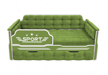 Кровать 170 серии Спорт 1 ящик 76 Зелёный (мягкие боковые накладки) в Енисейске - enisejsk.mebel54.com | фото