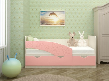 Кровать Бабочки 1,6м (Розовый металлик) в Енисейске - enisejsk.mebel54.com | фото
