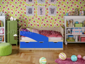 Кровать Бабочки 1,6м (Синий матовый) в Енисейске - enisejsk.mebel54.com | фото