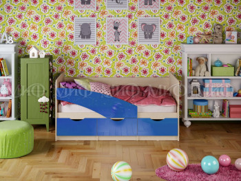 Кровать Бабочки 1,6м (Синий металлик) в Енисейске - enisejsk.mebel54.com | фото