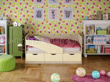 Кровать Бабочки 1,6м (Ваниль матовый) в Енисейске - enisejsk.mebel54.com | фото
