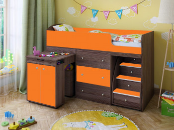 Кровать-чердак Малыш 1600 Бодего/Оранжевый в Енисейске - enisejsk.mebel54.com | фото