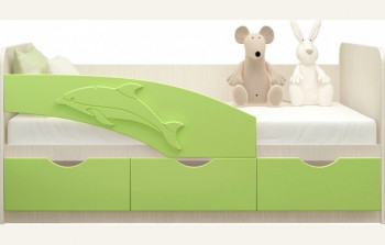 Кровать детская 1,6м Дельфин (Салатовый металлик) в Енисейске - enisejsk.mebel54.com | фото
