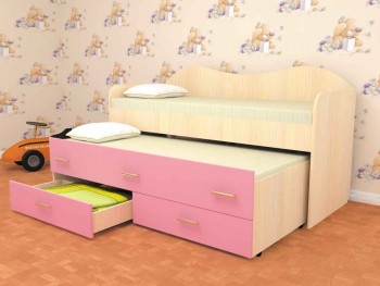Кровать детская Нимфа двухместная 2.0 Дуб молочный/Розовый в Енисейске - enisejsk.mebel54.com | фото