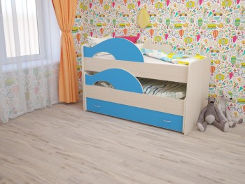 Кровать детская Радуга 1600 Млечный дуб/Голубой в Енисейске - enisejsk.mebel54.com | фото