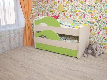 Кровать детская Радуга 1600 Млечный дуб/Салатовый в Енисейске - enisejsk.mebel54.com | фото