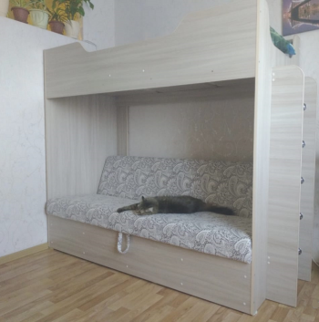 Кровать двухъярусная с диваном (Беленый дуб) в Енисейске - enisejsk.mebel54.com | фото