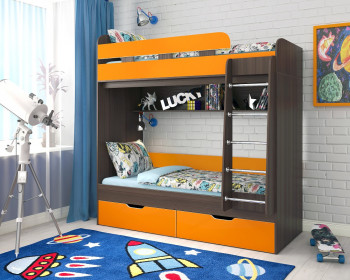 Кровать двухъярусная Юниор-5  Бодего/Оранжевый в Енисейске - enisejsk.mebel54.com | фото