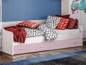 Кровать Fashion-1 Вега 0,9 м (Белый/Розовый) в Енисейске - enisejsk.mebel54.com | фото