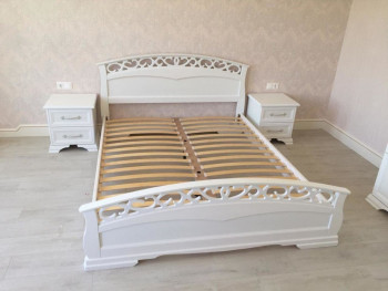 Кровать Грация-1 из массива сосны 900*2000 Белый античный в Енисейске - enisejsk.mebel54.com | фото