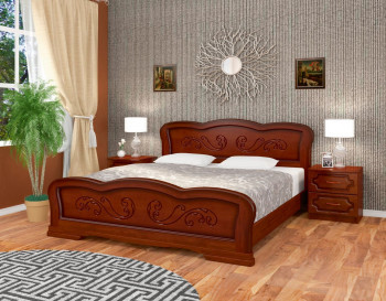 Кровать Карина-8 из массива сосны 1400*2000 Орех в Енисейске - enisejsk.mebel54.com | фото