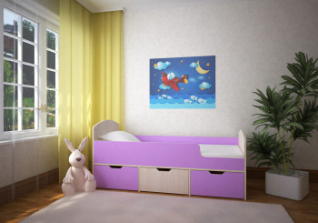Кровать Малыш-мини Дуб молочный/Ирис в Енисейске - enisejsk.mebel54.com | фото