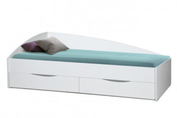 Кровать одинарная "Фея - 3" (асимметричная) (2000х900) New/(белый / белый / ДВПО белый) в Енисейске - enisejsk.mebel54.com | фото