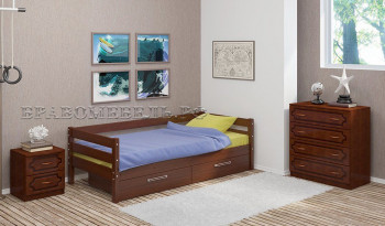 Кровать одинарная ГЛОРИЯ из массива сосны  900*2000 (Орех) в Енисейске - enisejsk.mebel54.com | фото