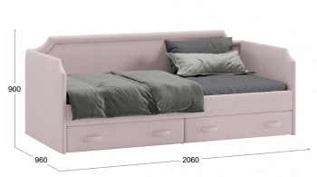 Кровать с мягкой обивкой и ящиками «Кантри» Тип 1 (900) (Велюр пудровый) в Енисейске - enisejsk.mebel54.com | фото