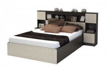 Кровать с прикроватным блоком КР 552 Спальня Basya (венге/белфорт) в Енисейске - enisejsk.mebel54.com | фото
