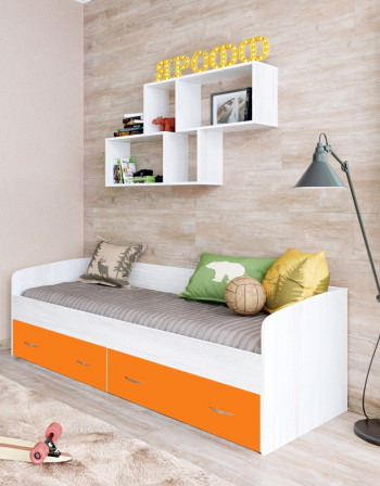 Кровать с выкатными ящиками Винтерберг/Оранжевый в Енисейске - enisejsk.mebel54.com | фото