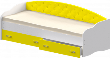 Кровать Софа-7 с мягкой спинкой (800х1900) Белый/Желтый в Енисейске - enisejsk.mebel54.com | фото