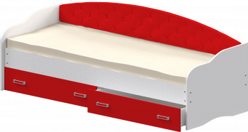 Кровать Софа-7 с мягкой спинкой (800х1900) Белый/Красный в Енисейске - enisejsk.mebel54.com | фото