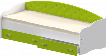 Кровать Софа-7 с мягкой спинкой (800х1900) Белый/Лайм в Енисейске - enisejsk.mebel54.com | фото