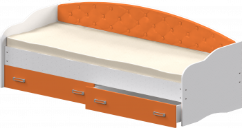 Кровать Софа-7 с мягкой спинкой (800х1900) Белый/Оранжевый в Енисейске - enisejsk.mebel54.com | фото