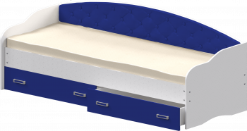 Кровать Софа-7 с мягкой спинкой (800х1900) Белый/Синий в Енисейске - enisejsk.mebel54.com | фото