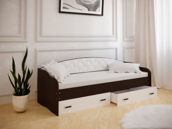 Кровать Софа-7 с мягкой спинкой (800х1900) Венге/ Белый в Енисейске - enisejsk.mebel54.com | фото
