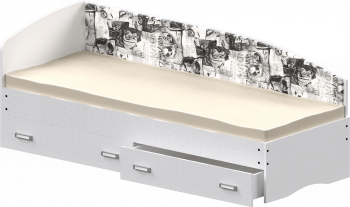 Кровать Софа-9 с мягкой спинкой с рисунком Милана (900х1900) Белый в Енисейске - enisejsk.mebel54.com | фото