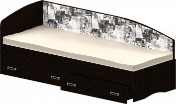 Кровать Софа-9 с мягкой спинкой с рисунком Милана (900х1900) Венге в Енисейске - enisejsk.mebel54.com | фото