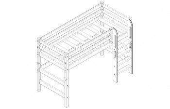 Кровать Соня вариант 5 полувысокая с прямой лестницей белый полупрозрачный в Енисейске - enisejsk.mebel54.com | фото