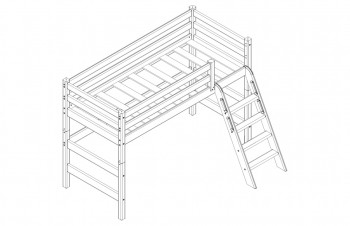 Кровать Соня вариант 6 полувысокая с наклонной лестницей Белый полупрозрачный в Енисейске - enisejsk.mebel54.com | фото