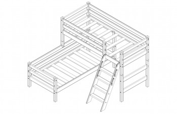 Кровать Соня вариант 8 угловая с наклонной лестницей Белый полупрозрачный в Енисейске - enisejsk.mebel54.com | фото