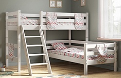 Кровать Соня вариант 8 угловая с наклонной лестницей Белый полупрозрачный в Енисейске - enisejsk.mebel54.com | фото
